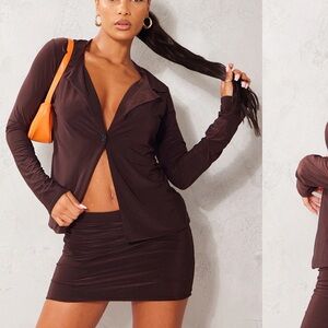 Pretty little thing brown skirt set NWT